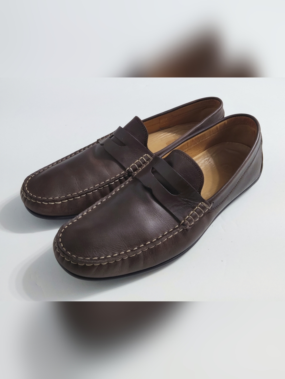 Austen Heller Men's Brown Leather Penny Loafers. Size 9 US. Pre-owned.